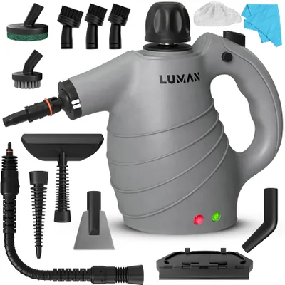 Produktbild von LUMAN 16 in 1 Dampfreiniger C1 – Handdampfreiniger – Handdampfer - Fleckenentferner  – mit 16 Aufsätzen & Aufbewahrungstasche – 1050W – 450ml – Grau