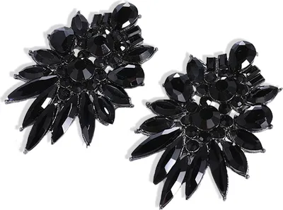 Produktbild von Damenmode übertriebener Kunstkristall-Strass-Ohrstecker-Ohrring-Schmuck-Schwarz