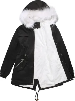 Produktbild von ASKSA Damen Winterparka Mantel Warm Gefuettert Winter Jacke Fleecejacke mit Kapuze Outdoorjacke, Schwarz, S