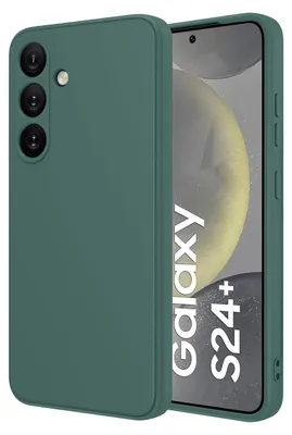 A green phone case is shown next to a Samsung Galaxy S24+ phone.