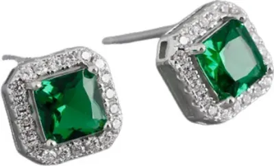 Image de Boucles d'oreilles argent Puebla avec zircon cubique - vert