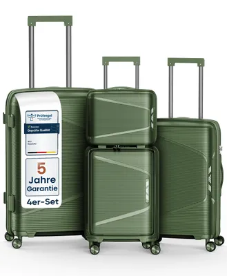 Produktbild von 4FLY Hartschalen Reisekoffer Set 4-teilig (S/M/L/XL) – mit TSA-Schloss, 4 Spinner-Doppelrollen, Kosmetiktasche, Handgepäck und Aufgabegepäck
