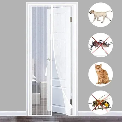 Produktbild von Magnetisches Tür-Moskitonetz – Weiß – 90 x 210 cm – Automatischer Schließmechanismus – Feinmaschiges Netz – Insektenschutz