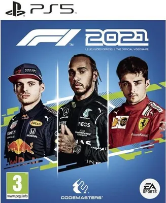 The cover art for the F1 2021 PS5 video game, featuring three Formula 1 drivers.