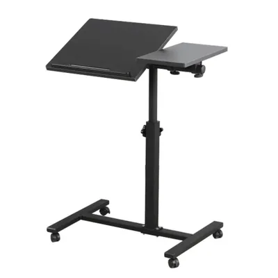 Image de Table d'ordinateur portable mobile réglable en hauteur Table basse Table d'appoint avec roulettes et freins Noir