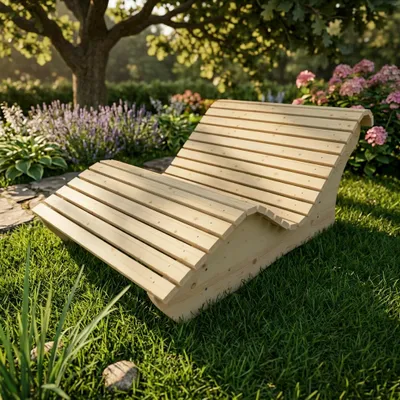 Produktbild von Holzliege Waldsofa Wellenliege Relaxliege "Sigi" Gartenliege Massivholz Fichte abgeschrägt 120cm Himmelsliege