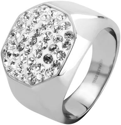 Produktbild von Akzent Damen-Ring aus Edelstahl, Simili, silberfarbig