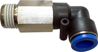 A close-up studio shot of a pneumatic fitting.