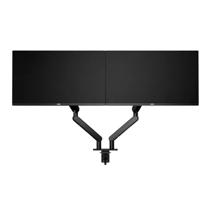 Produktbild von AOC AM420B - Befestigungskit (Klammer, Tischplattenbohrung, Monitorarm, Gasfeder) - für 2 LCD-/Plasma-Konsolen - einfach und elegant - Aluminiumlegierung - Schwarz - Bildschirmgröße: 43.18-86.36 cm (17"-34") - Tischmontage