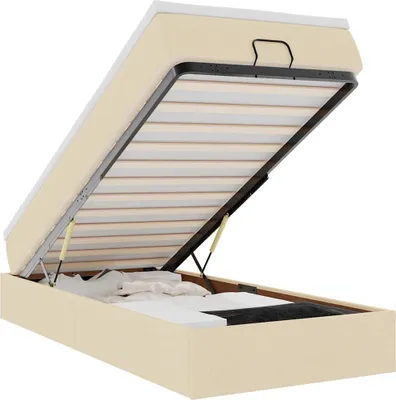 Obrázek produktu pro vidaXL Osmanská postel s matrací krémová 90x200 cm látka