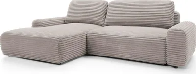 Zdjęcie produktu dla FURNLUX Narożnik sztruksowy beżowo-czarny 264 cm / Kolor główny: beżowy / Wymiary: 264 x 85 x 162 cm