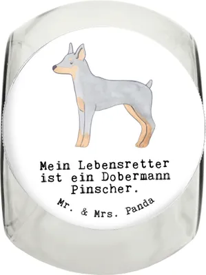 Produktbild von Mr. & Mrs. Panda Bonbonglas Dobermann Pinscher Lebensretter L 870ml - Weiß - Geschenk, Vorratsbehälter, Keksdose, Glasdose, Dose, glasbehälter, aufbewahrungsglas