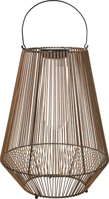 Produktbild von BELIANI Laterne Solar LED Naturfarben Kunststoff u. Metall Geflochten Wiederaufladbar mit Tragegriff Outdoor & Indoor Boho Gartenlaterne Solarlaterne