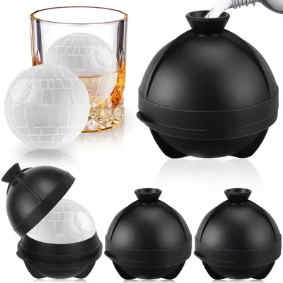 Eiswürfelform Kugel Silikon Set, 4 XXL Eiskugelformen mit Deckel