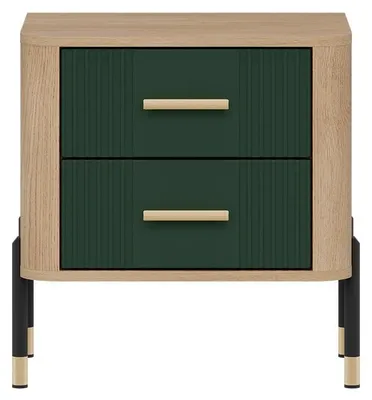 Produktbild von Furniture24 Nachttisch Dante Dt21 Nachtschrank 56 X 57 X 40 Cm - Cremona Eiche/Grün