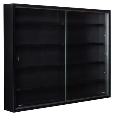 Image de Vitrine murale Vitrine suspendue - 80 x 60 x 9,5 cm - Noir - Portes coulissantes en verre