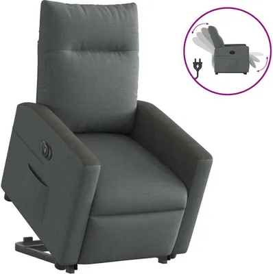 Obrázek produktu pro Elektrické zvedací polohovací křeslo tmavě šedé textil