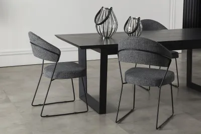 Immagine prodotto di Lusso poltrona imbottita sedie loft designer grigio cucina sedia in pelle mobili