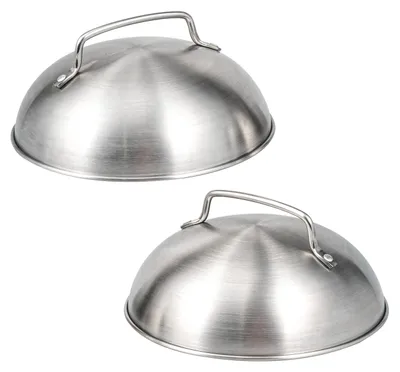 Productafbeelding van eluno Burger Cover 2-delige set - elk 17,5 x 8,5 cm - Grilldeksel, smeltkoepel, burgerdeksel, gemaakt van hoogwaardig roestvrij staal