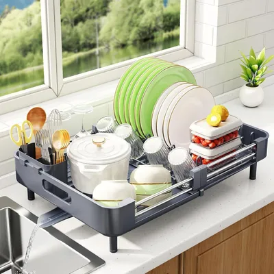 Produktbild von SAYZH Abtropfgestell Edelstahl Geschirr Utensilienhalter Becherhalter Organizer Grey