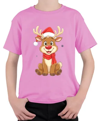 Produktbild von Weihnachtsrentier süß Kinder Cartoon Geschenk Winter Niedlich Kinder T-Shirt, Pink, 128