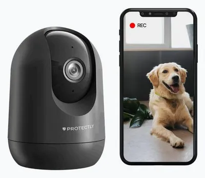 Produktbild von Protectly® 2K Überwachungskamera Innen – WLAN Kamera mit App, 360° PTZ, Nachtsicht, Zwei-Wege-Audio & Bewegungserkennung