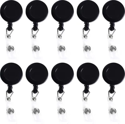 Produktbild von 10 Stück einziehbare Ausweishalter, 360-Grad-Drehgelenk, Arbeitsausweis-Ausweisclips, einziehbare elastische Ausweishalter-Rollenclips