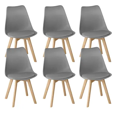 Produktbild von BEALIFE 6er Set Esszimmerstühle,  skandinavisches Design, pflegeleicht | Für Esszimmer, Arbeitszimmer & Restaurant | Schwarz/Weiß/Grau TB18