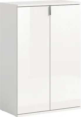 Image de Meuble de rangement BODITE – 2 portes – Blanc laqué – Compact et pratique