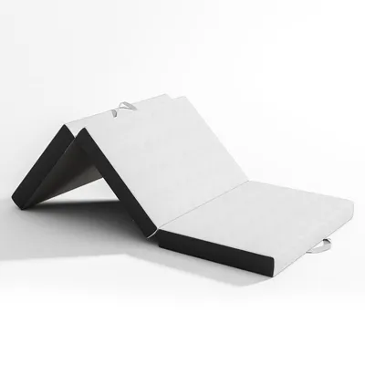 A folded mattress on a white background.
