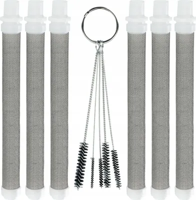Obrázok produktu pre Rosfix Sada So 6 Bielymi Prstovými Filtrami 60 Mesh pre Striekacie Pištole + Čistiace Štetce pre Striekaciu Pištoľ 5 Ks.
