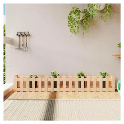 Produktbild von Hochbeet für den Garten mit Zaunmotiv 200x30x30 cm aus Kiefernholz