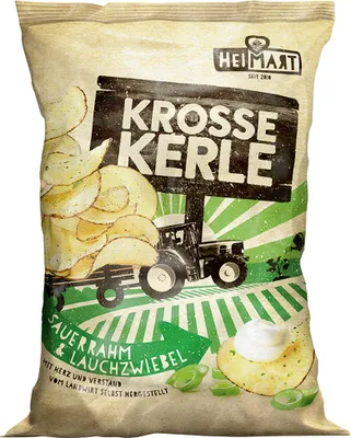 Produktbild von HeiMart Krosse Kerle Sauerrahm und Lauchzwiebel Chips geröstet 115g