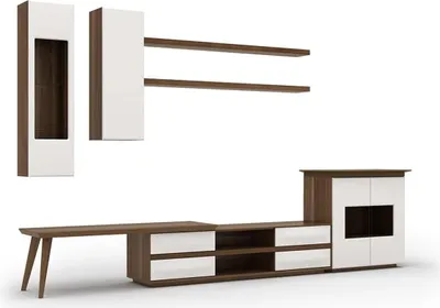 Produktbild von Wohnzimmer Komplett Set 7tlg TV-Ständer + Couchtisch Holzmöbel Vetrine Modern