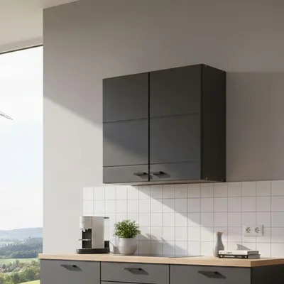 Image de Palmiano - Buffet de cuisine, 60x30x57h cm Noir Anthracite, une étagère