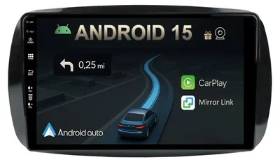 Obrázek produktu pro 9" autorádio s operačním systémem Android 15 pro model 453 Fortwo, rok výroby 2014-2020, s bezdrátovým CarPlay a Android Auto