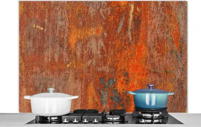 Produktbild von KitchenYeah®  Spritzschutz Küche - Küchenrückwand - Wandschutz für Herd und Spüle - Rost - Industriell - Stahl 120x80 - Alu-Dibond (Alternative zum Spritzschutz aus Glas) - Hitzebeständig - Herdspritz