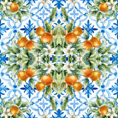 Produktbild von Servietten Papier 33x33cm 3-lag. mit Orangen 20 Stück Orange Blau Weiß