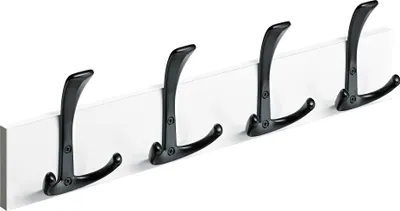 Produktbild von Hettich Garderobenleiste 4 Haken Holz 50 x 13,5 x 5,3 cm weiß-schwarz