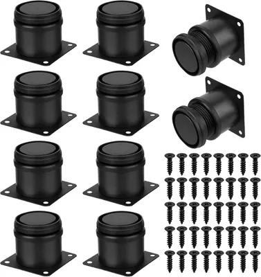 Produktbild von 10 verstellbare Möbelfüße aus Metall, Höhe 5-6,5 cm, schwarz