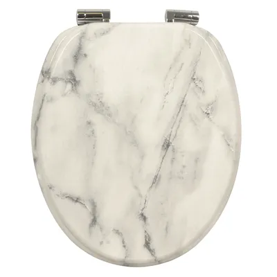 Produktbild von Style home Toilettendeckel WC-Sitz mit Absenkautomatik Holzkern Klobrille und Klodeckel mit Softclose-Mechanismus, O Form Toilet Seat, Marmor