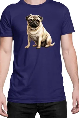 Immagine prodotto di Maglietta da uomo Dogs Breeds Pug Dog Breed 008, Man M , Bleu foncé