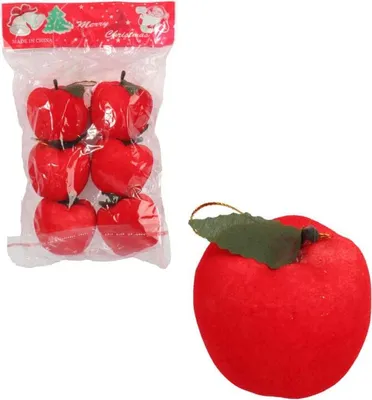Imagen del producto de Juego de 6 adornos rojos con forma de manzana para decoración navideña