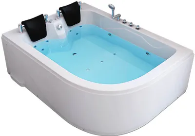 Produktbild von HOME DELUXE - Whirlpool - BLUE OCEAN XL Rechts, Weiß, Maße: 180 x 120 x 65 cm - inkl. Nackenkissen, Armaturen und Whirlpoolpumpe I Whirlpool für 2 Personen, Indoor SPA, Eckbadewanne