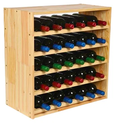 Zdjęcie produktu dla Modułowy stojak na wino VINCELLAR MOD | wys. x szer. x gł. 60 x 60 x 30 cm | standardowy moduł na 30 butelek | lite drewno sosnowe | naturalny