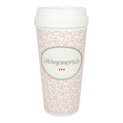 Produktbild von Coffee to Go Kunststoff Motiv "Lieblingsmensch" rosa