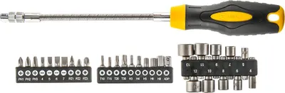 Produktbild von Flexibler Schraubendreher, Satz mit 31 Schraubendreherbits und Stecknüssen