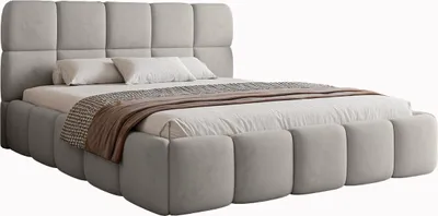 Productafbeelding van FEDVE Boxspringbed Mostar, bekleed met fluweel, 180x200 cm, lichtgrijs