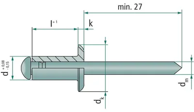 Obrázok produktu pre Slepé nity s plochou hlavou 6x25mm 250 ks.