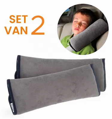Immagine prodotto di Cuscino per cintura di sicurezza - Set da 2 - In peluche - Lavabile in lavatrice - Antiscivolo
